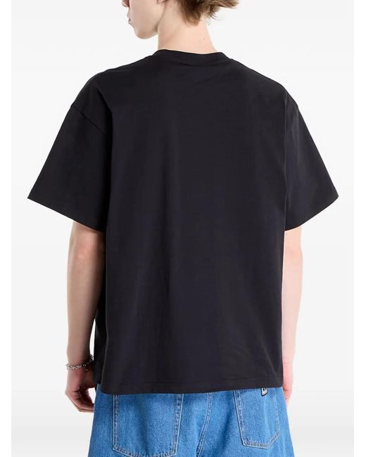 Pleasures Black Logo-Print T-Shirt for men
