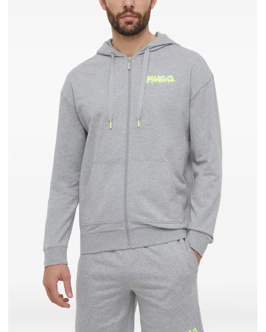 HUGO Gray Zip-Up Hoodie for men