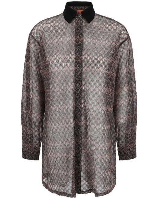 Missoni Gray Lamé Knitted Shirt