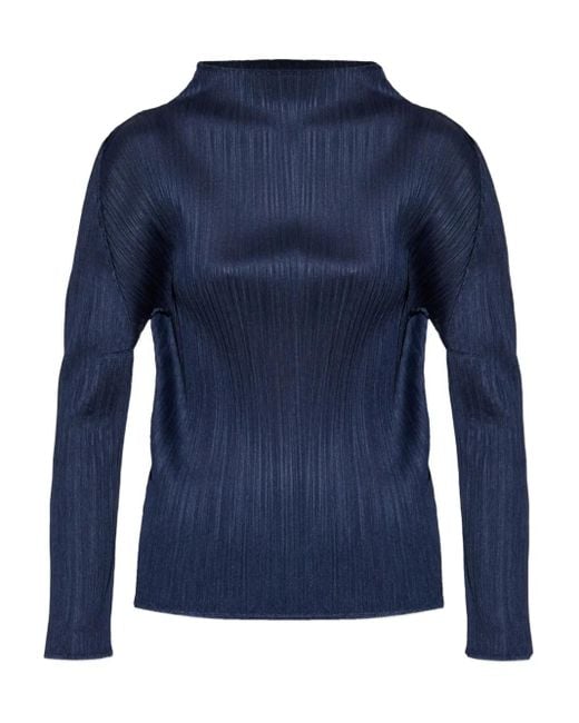 Pleats Please Issey Miyake Blue Pleated Top