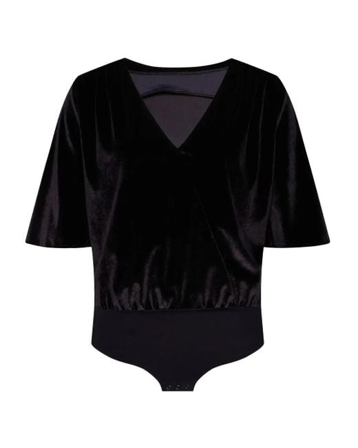 Undress Black Addicted To Love Velvet Wrap-Neck Bodysuit