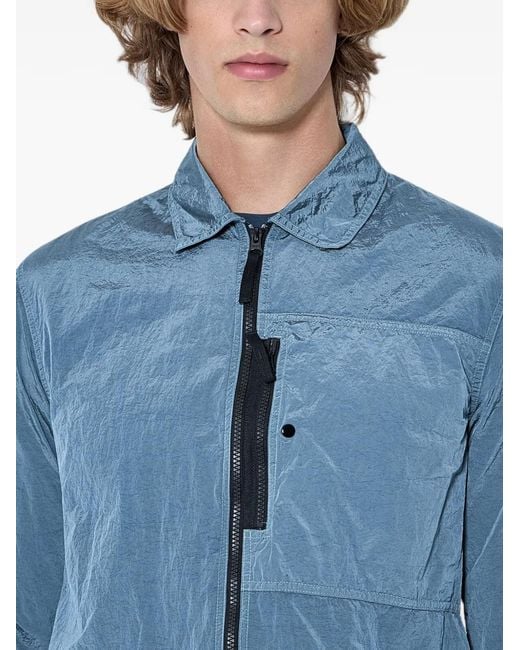 Stone Island Blue Logo-Patch Zip-Up Jacket for men