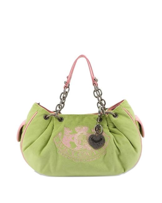 Juicy Couture Green Daydreamer Velour Tote Bag
