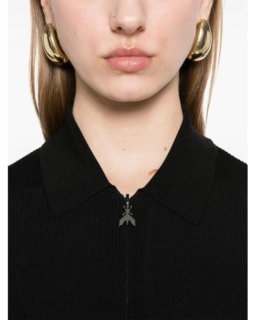 Patrizia Pepe Black Semi Sheer-Panel Midi Dress