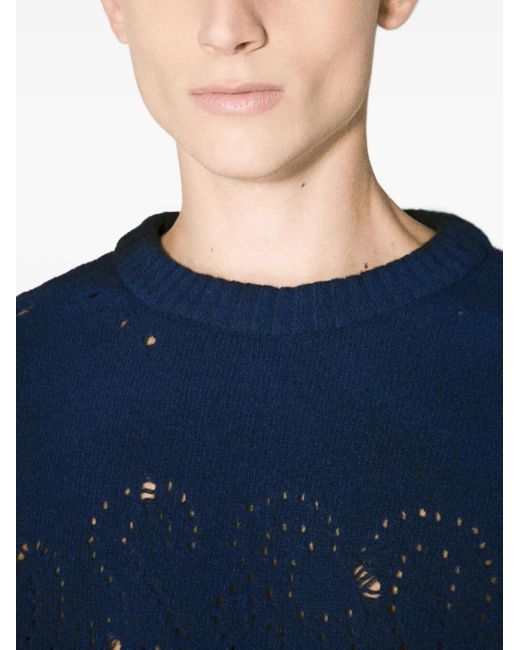 032c Blue Dip-Dye Cut-Out Sweater for men