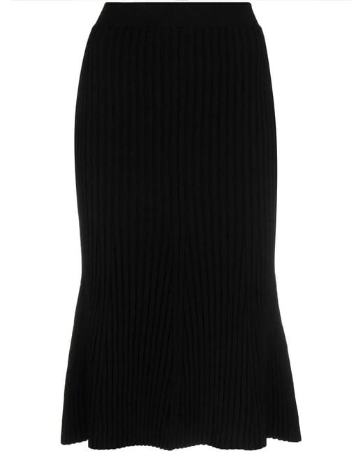Stella McCartney Black Rib-Knit Midi Skirt