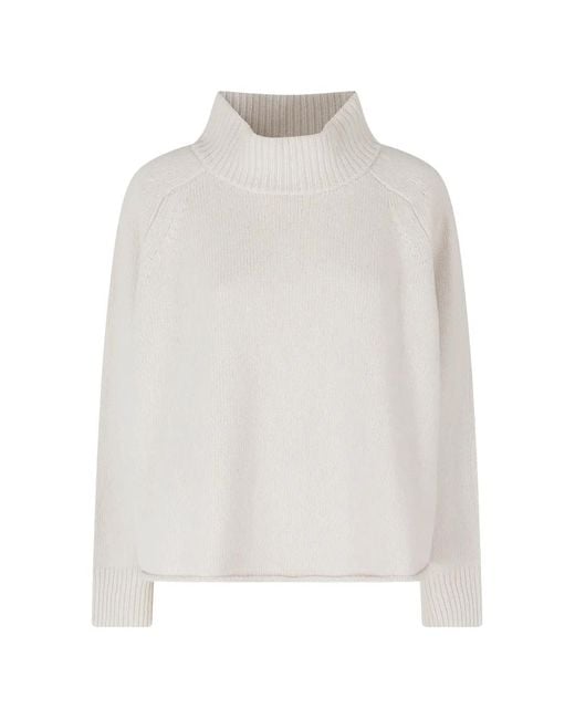Roberto Collina White High-Neck Raglan-Sleeve Sweater