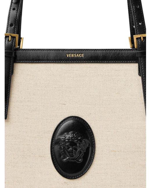 Versace Black Rivière Large Canvas Tote