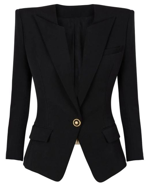 Balmain Black Grain De Poudre Blazer