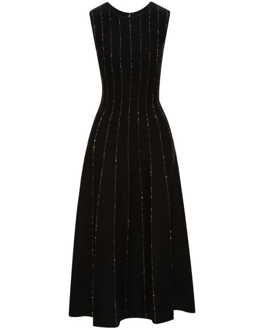 Oscar de la Renta Black Sequin-embellished Sleeveless Midi Dress