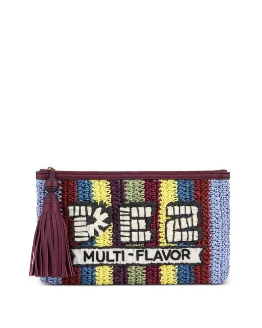 Anya Hindmarch White Pez Raffia Clutch Bag
