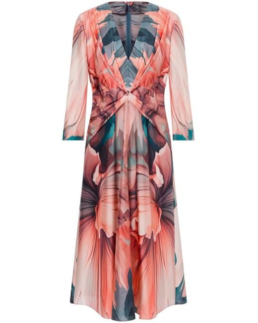 Alberta Ferretti Zijden Jurk Met Bloemenprint in het Red