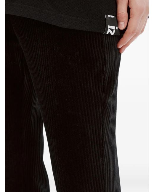Izzue Black Corduroy-Effect Flared Trousers