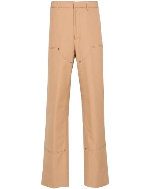 Palm Angels Gerade Hose Mit Logo-Stickerei in Natural für Herren