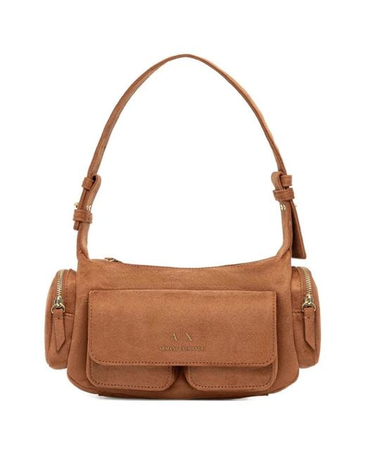 ARMANI EXCHANGE Brown Large Zip-Fastening Shoulder Bag