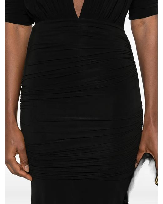 TOVE Black V-Neck Ruched Dress