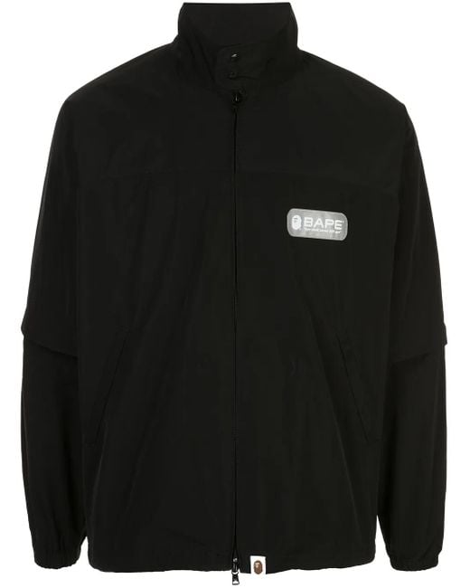 A Bathing Ape Black Detachable Logo-Print Bomber Jacket for men