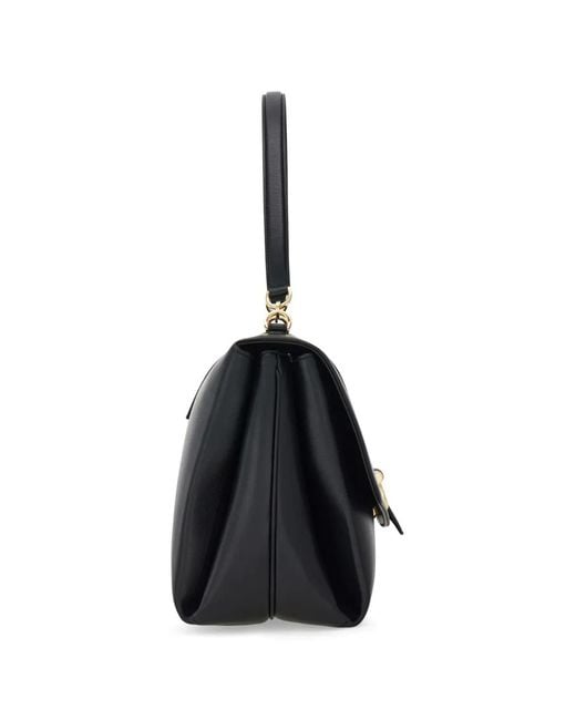 Ferragamo Black Front Flap Shoulder Bag (L)