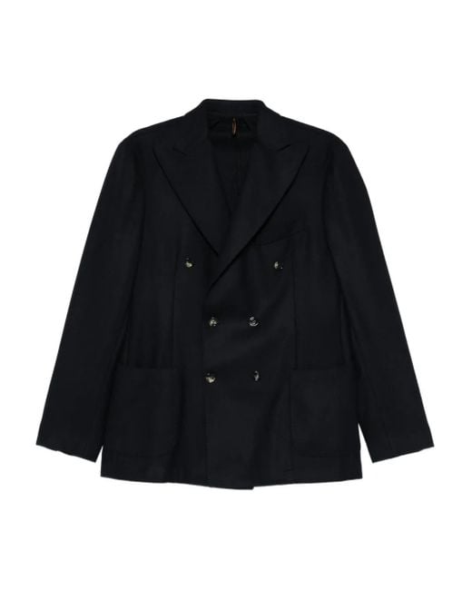 Dell'Oglio Black Double-Breasted Blazer for men