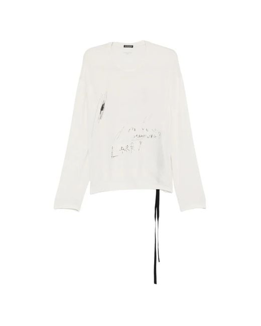 Ann Demeulemeester White Emil Graphic-Print Long-Sleeve Top for men