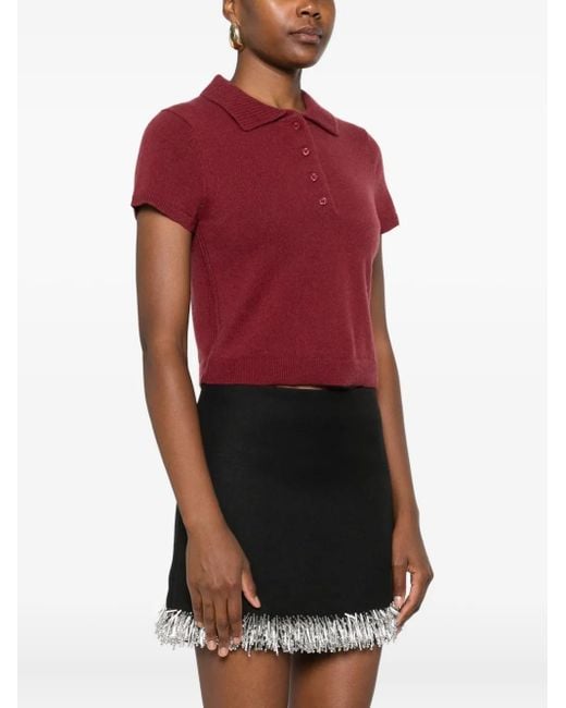 Jonathan Simkhai Red Short-Sleeve Polo Top