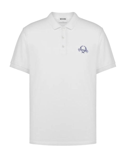 Moschino White Couture Cotton Polo Shirt for men