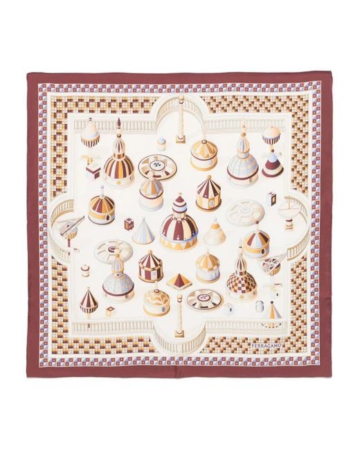 Ferragamo Pink Geometric-Print Scarf