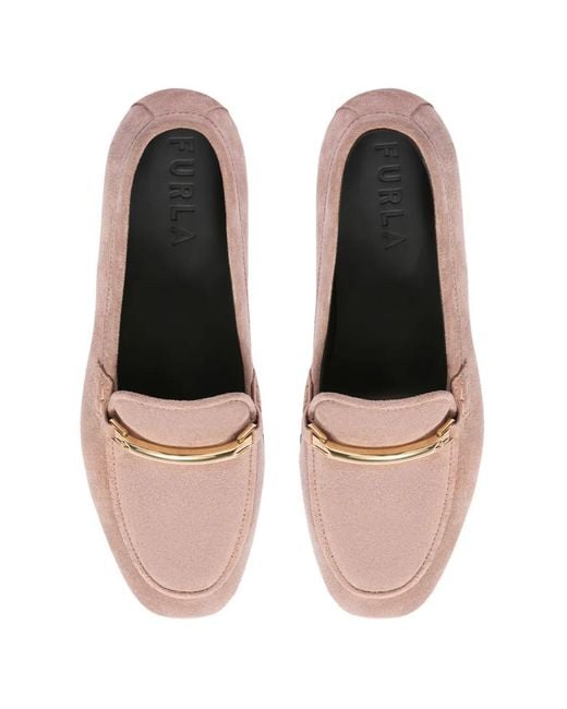 Furla Pink Heritage Suede Loafers