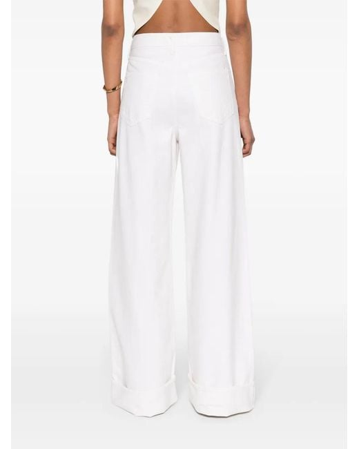 Agolde White Dame High-Rise Wide Leg Jeans
