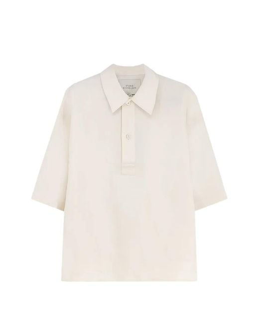 Studio Nicholson White Lemmer Oversized Short-Sleeved Polo Shirt for men