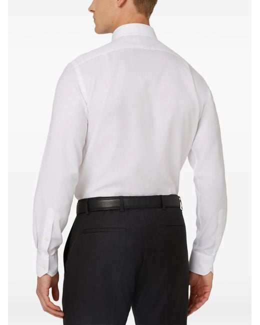Boggi White Dobby Windsor-Collar Shirt for men