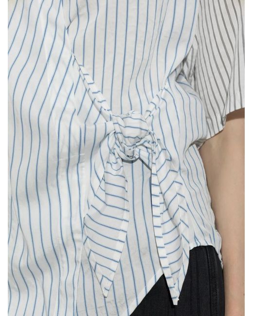 DIESEL White C Delphos Ss Striped Tie-Fastening Shirt