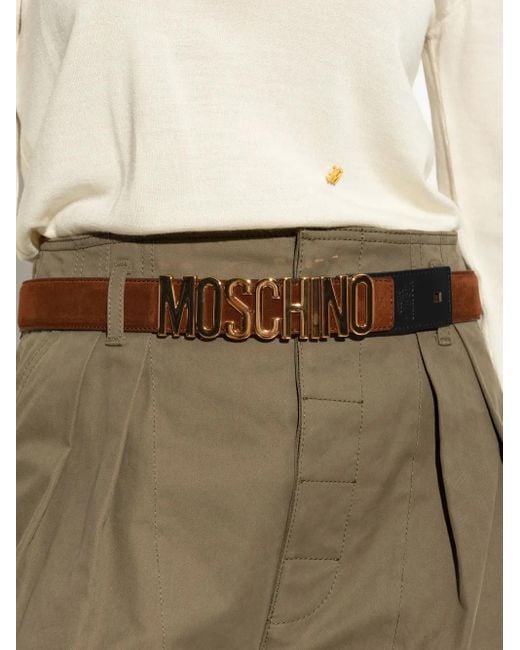 Moschino ロゴプレート スエードベルト White