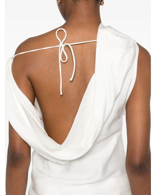 Marques'Almeida White Asymmetric Cown-Neck Top