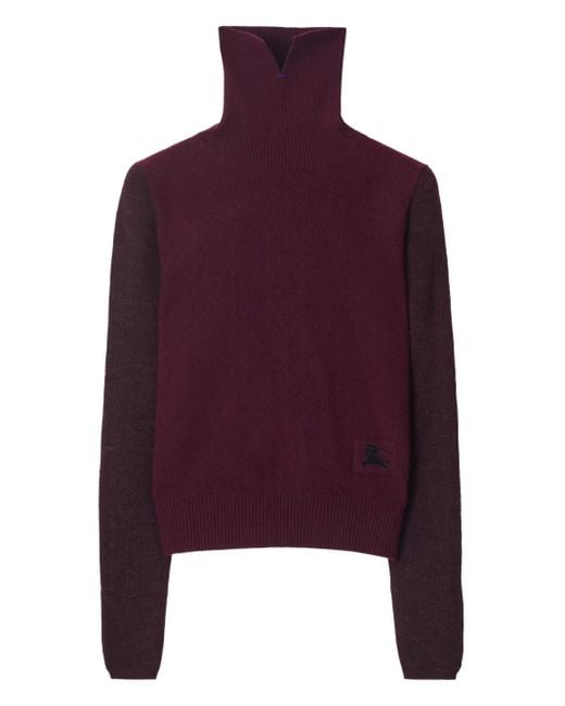 Burberry Purple Ekd-Patch Roll-Neck Sweater
