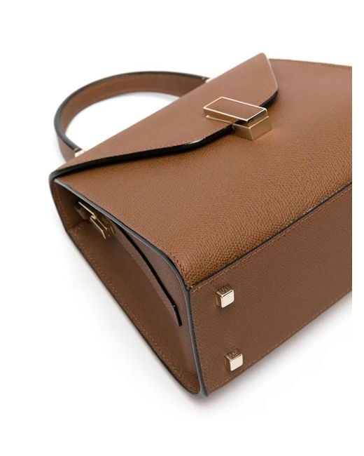 Valextra Brown Mini Iside Leather Tote Bag