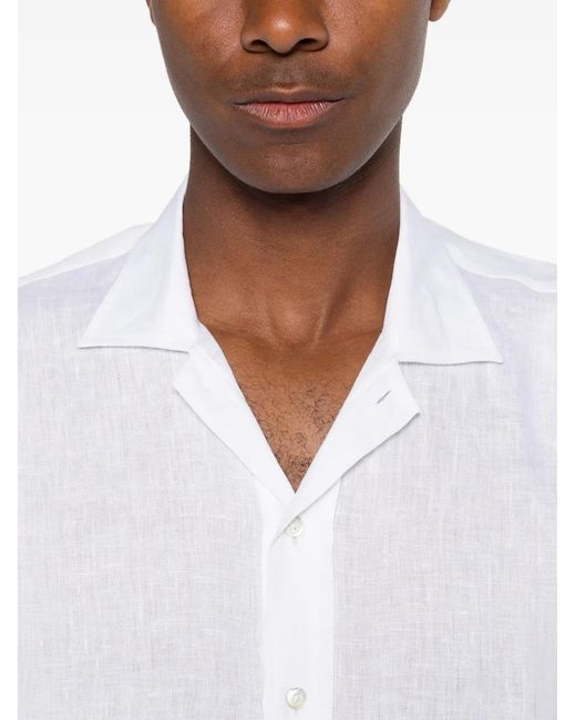 Tagliatore White Dustin Camp-Collar Shirt for men
