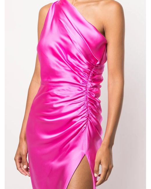 Michelle Mason Pink One-Shoulder Silk Dress