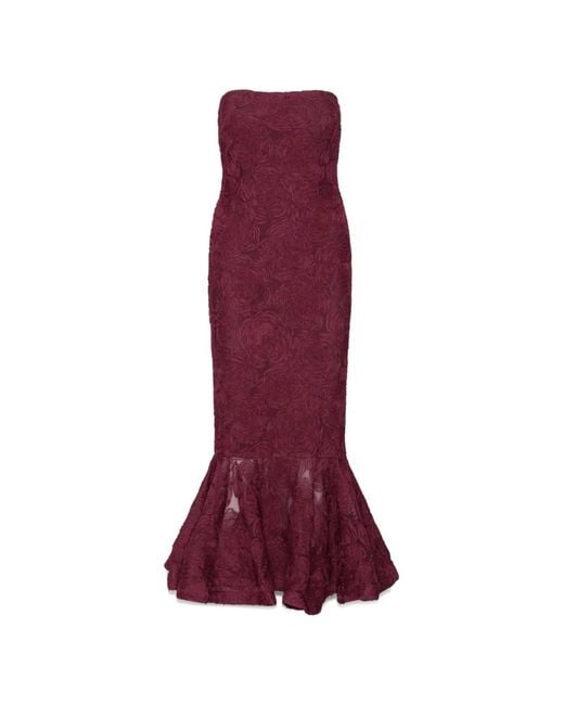 ROTATE BIRGER CHRISTENSEN Purple Flower Mesh Flounce Maxi Dress