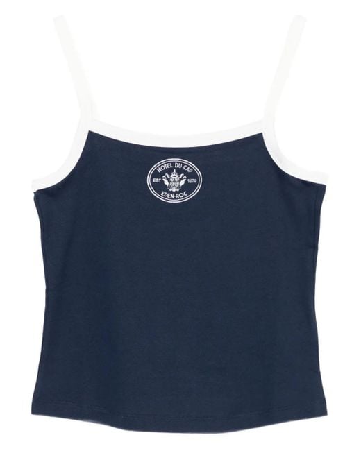 Sporty & Rich Blue Logo-Detail Cami Top