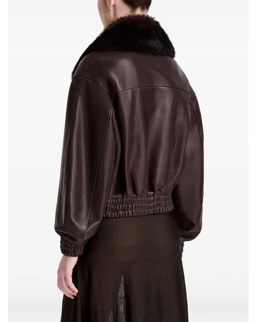 Nour Hammour Brown Ellery Leather Jacket