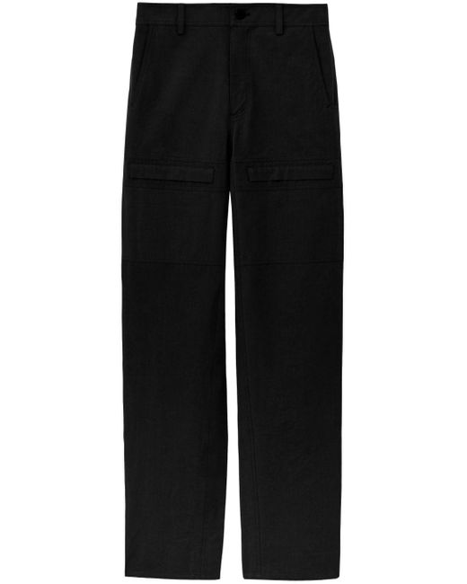 Proenza Schouler Black Mid-rise Cotton-linen Blend Cargo Pants
