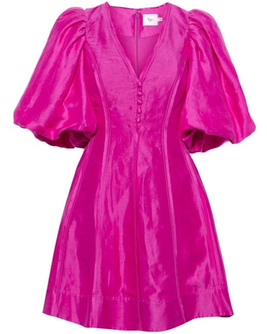 Dusk Puff Sleeve Mini Dress di Aje. in Pink