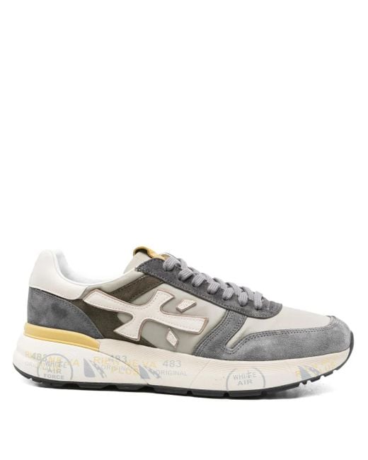 Premiata White Suede Panelled Low-Top Sneakers for men