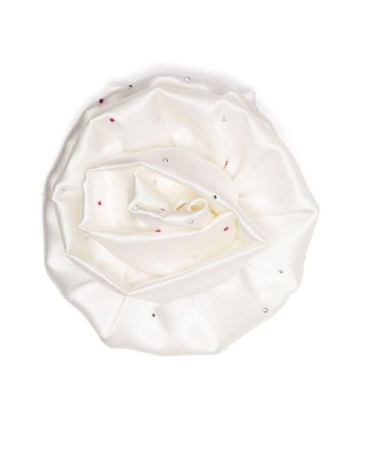MANURI White Floral-detail Silk Brooch