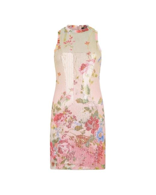 Roberto Cavalli Pink Miami Flowers Sleeveless Dress
