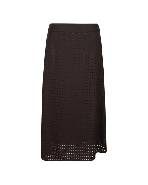 Peserico Black Perforated-Design A-Line Skirt