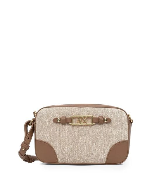 ARMANI EXCHANGE Gray Polly Logo-Plaque Cross Body Bag