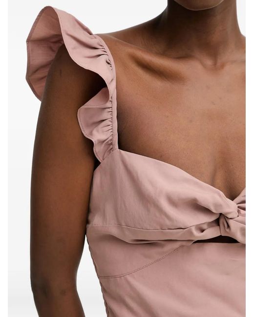 Guess Pink Rossana Ruffled Cropped Blouse
