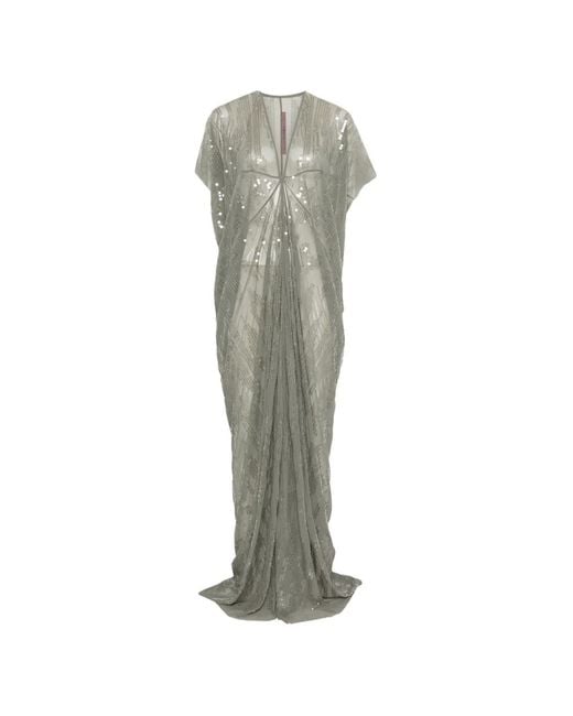 Rick Owens Green Sequin-Embellishment V-Neck Maxi Dress